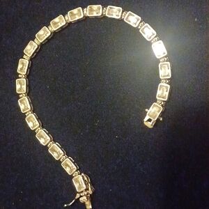 Emeral cut,high quality,diamond simulant,925 Solid sterling tennis bracelet!